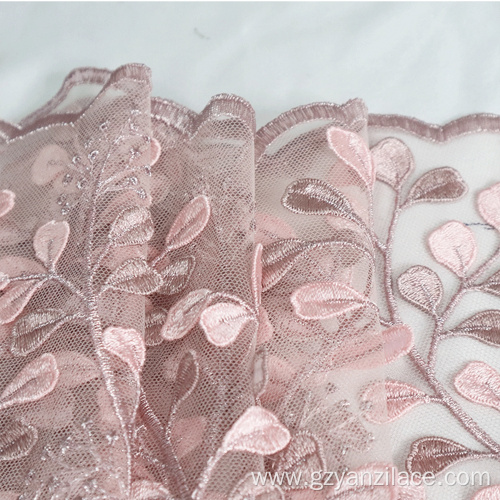 Light Pink layser Embroidery Lace Fabric